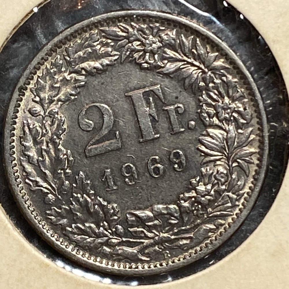 1969 Switzerland 2 Franc Coin